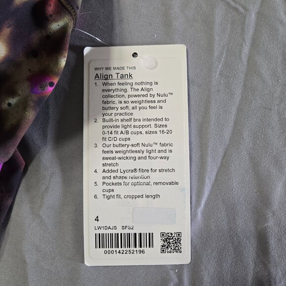 Lululemon Sz 4 Womens Multi Splatter Green Align Tank Top - Picture 2 of 4